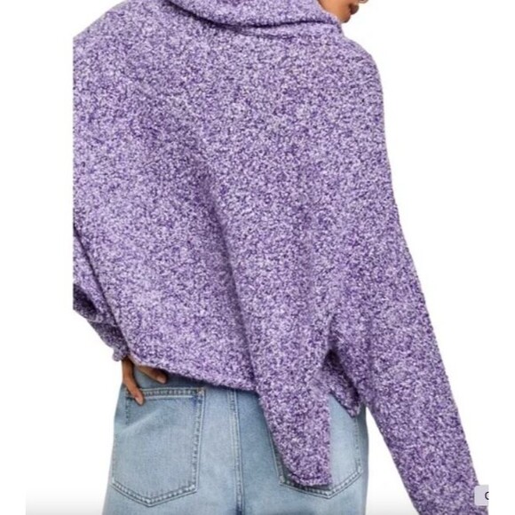 Free People BFF Pullover Sweater Purple Grape Plush Cowl Neck Boxy Oversized Sm - Picture 2 of 13